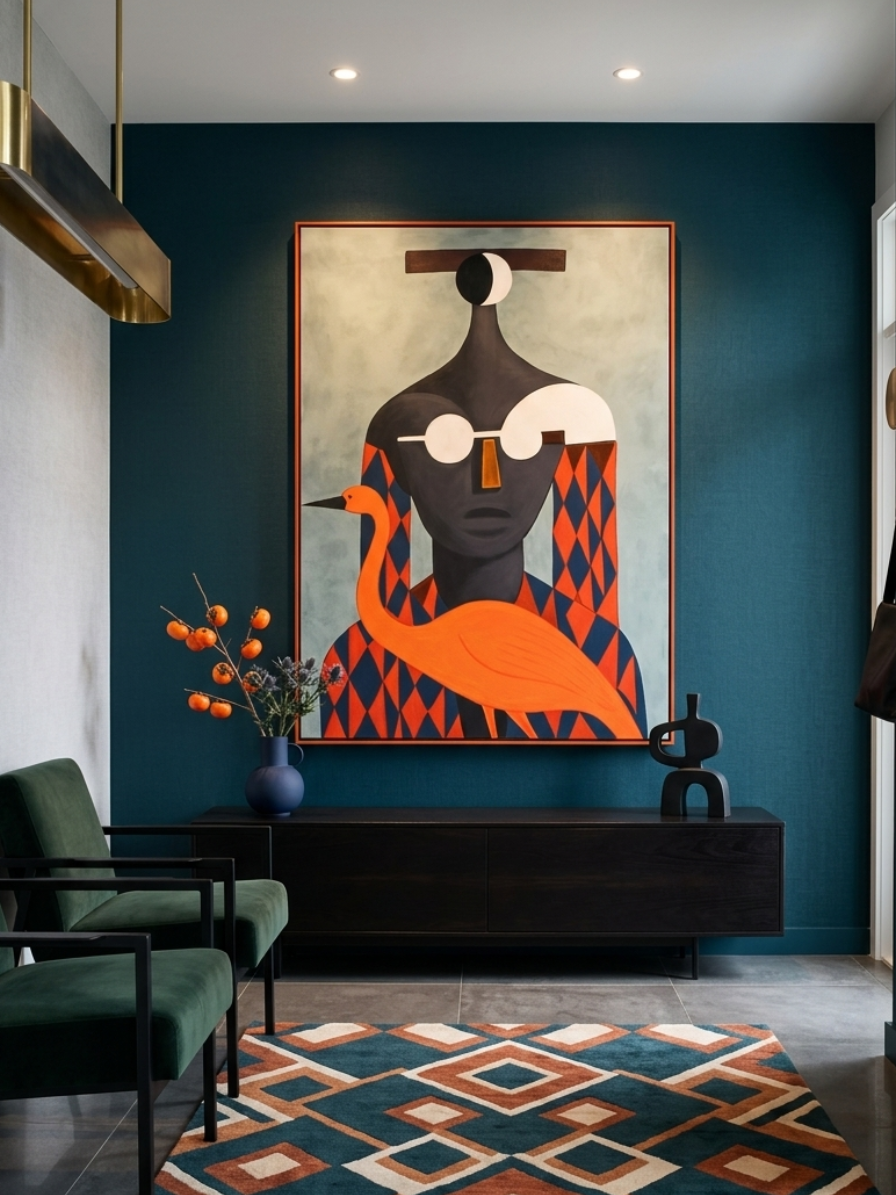 Obsidian & Ochre: The Silent Watcher| 140x100 Painting