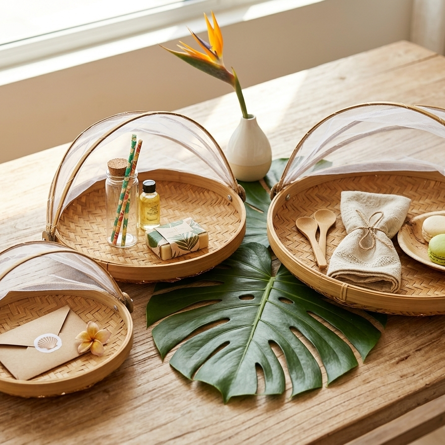 The Harvest Bamboo Food Cover & Display Basket (Set of 3)