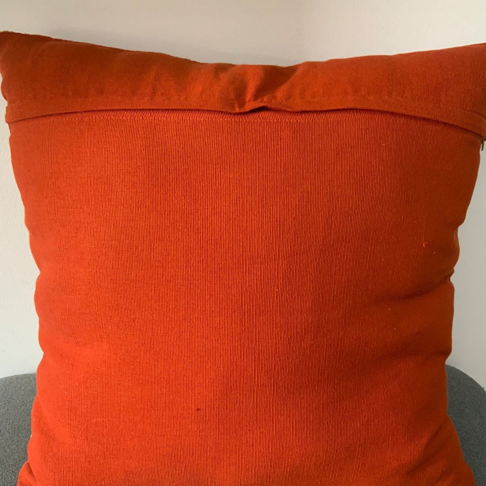 Modern Boho Embroidered Throw Pillow Cover – Geometric Mudcloth Inspired (Terracotta Orange)