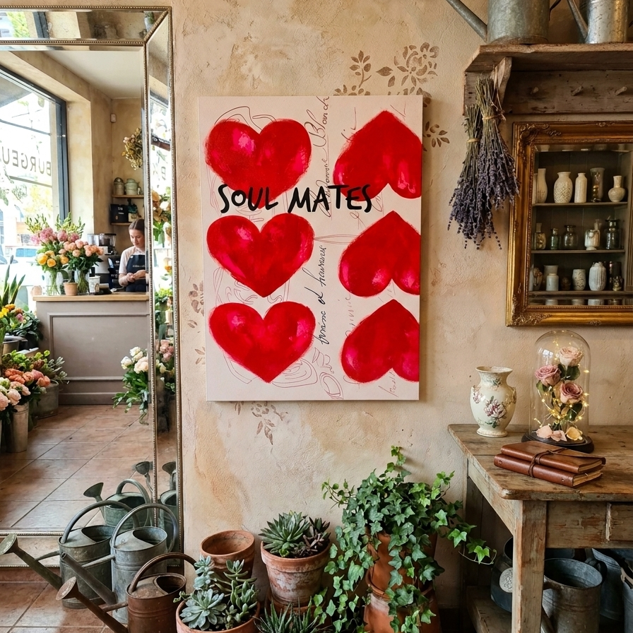 Soul Mates Mixed Media Heart Painting
