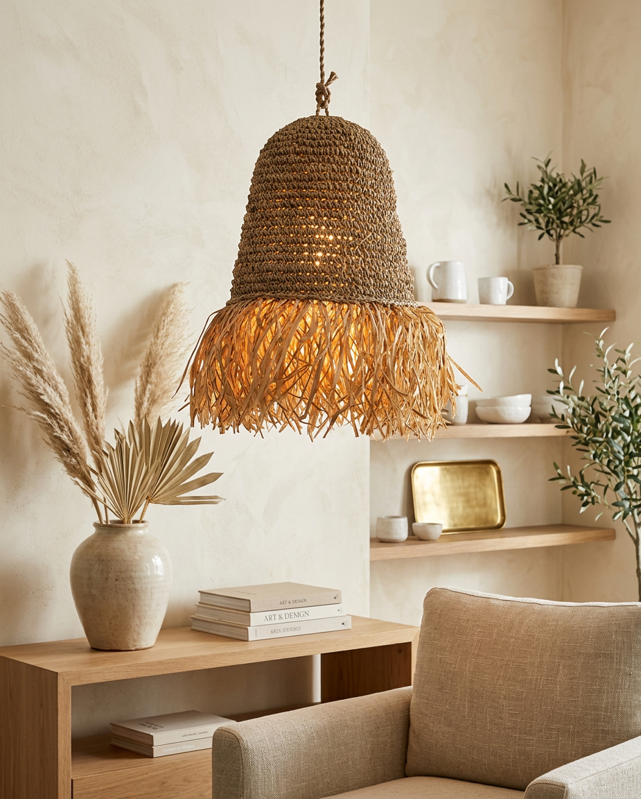 Corypha palm fiber + seagrass decor
